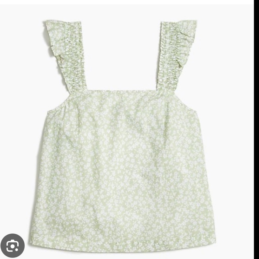 J. Crew Light Green Floral Tank Top